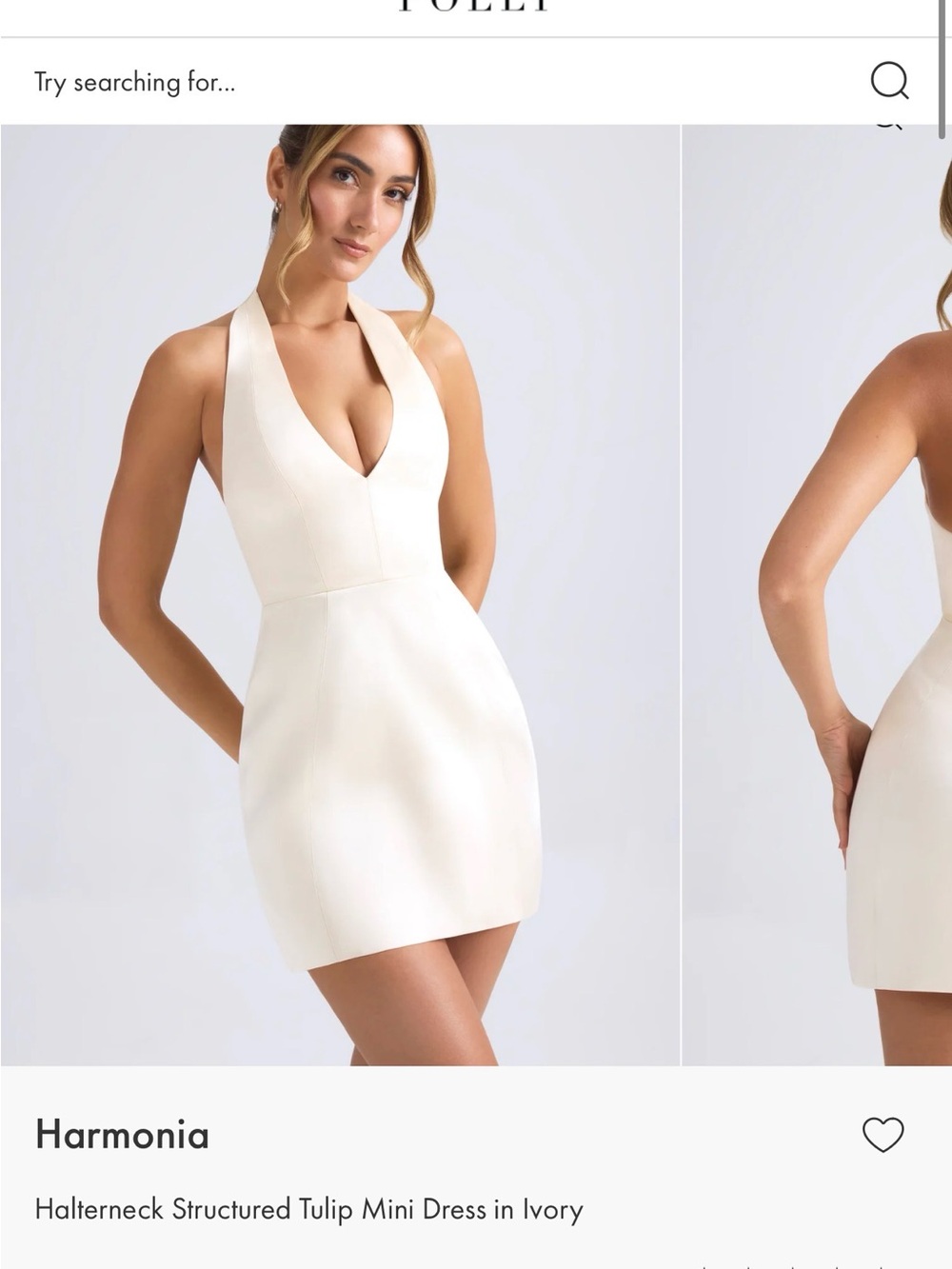 Oh Polly Halterneck Mini Dress in Ivory
